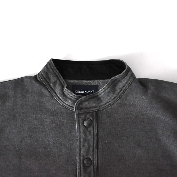 VOIL HENLEY NECK PIGMENT DYE / BLACK