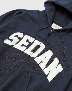 COLLEGE LOGO FULL ZIP HOODIE / NAVY