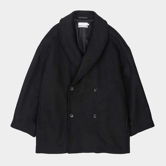 Women / Light Melton Shawl Collar Coat / Black