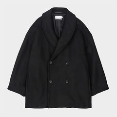 Women / Light Melton Shawl Collar Coat / Black