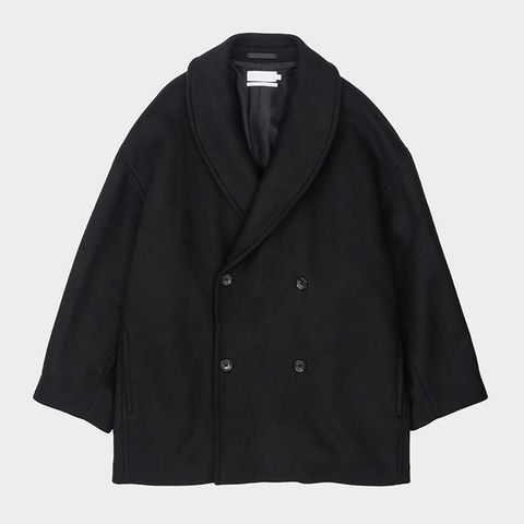 Women / Light Melton Shawl Collar Coat / Black