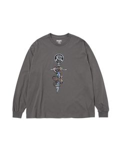 T-SHIRT L/S CROSS SNAKE / CHARCOAL / プリントL/Sティー