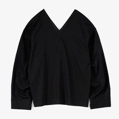 Women / Silicon Lawn V Neck Blouse  / Black