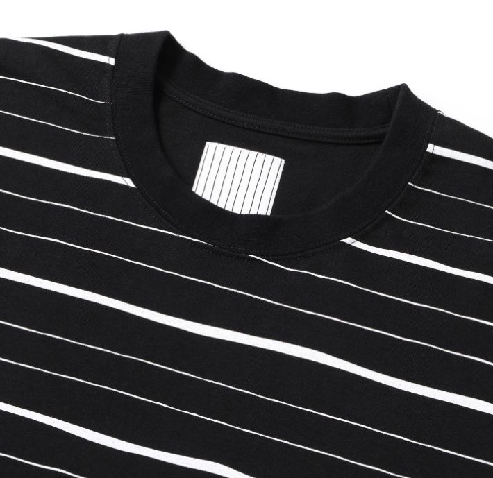 SUPER BIG MIX SIDE STRIPES SS TEE | Black-White
