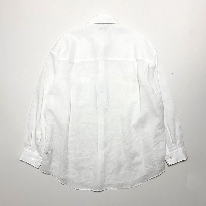 Linen L/S Oversized Regular Collar Shirt / White