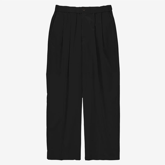 Silicon Poplin Two Tuck Easy Pants / Black