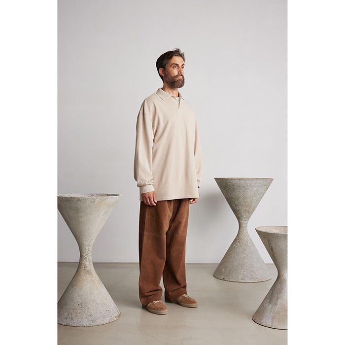 【新品】Graphpaper コットンピケジャージーピケポロ ベージュ サイズ2 Graphpaper - Cotton Pique Jersey L/S Skipper Polo / BEIGE