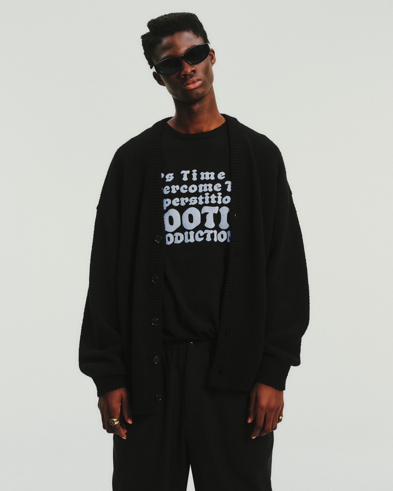 N/C Boucle Knit Cardigan / BLACK /  カーディガン