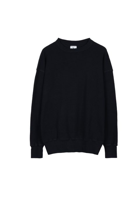 WAFFLE SWEAT CREW / BLACK