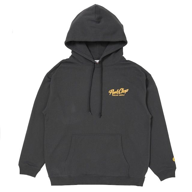 SCRIPT PORK HOODIE / ASH BLACK / プリントパーカー