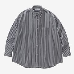High Count Regular Collar Round Cut Oversixed Shirt / BLACK STRIPE