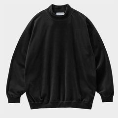 Compact Velour Mock Neck  / BLACK