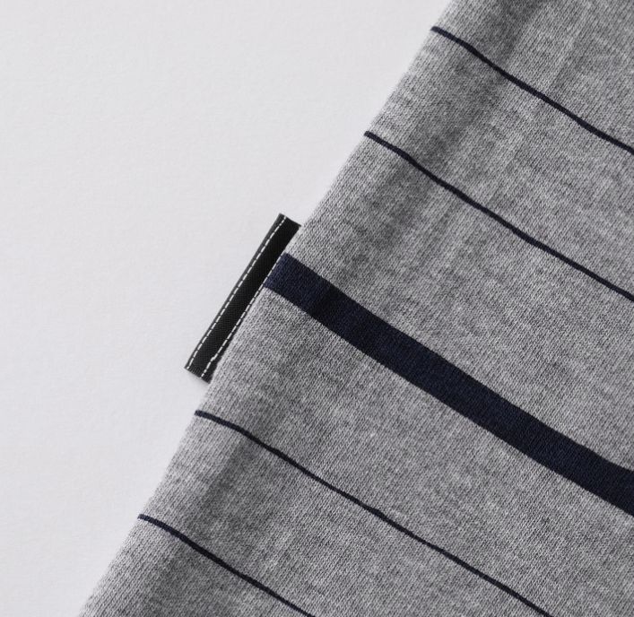SUPER BIG MIX SIDE STRIPES SS TEE | Grey-Navy