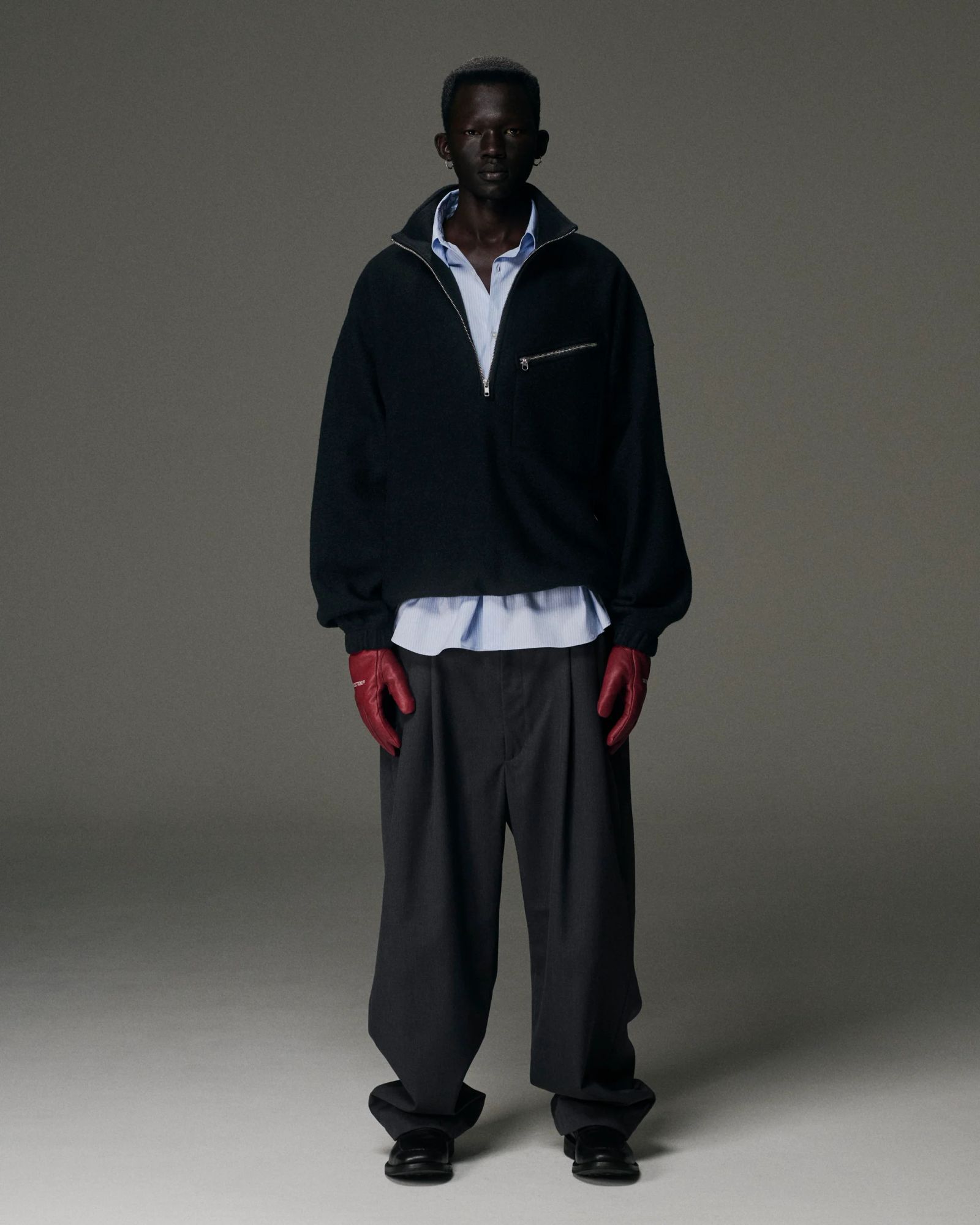 W/N Fleece Half Zip Top / BLACK /  ウールフリースハーフジップ