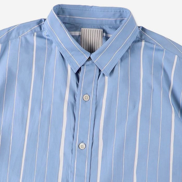 COTTON STRIPE SS SHIRT | SAX