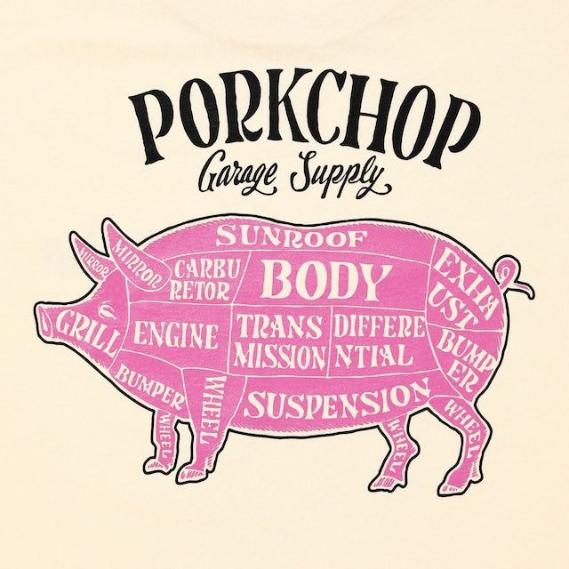 PORK BACK TEE / CREAM×BKPK / プリント ティーシャツ