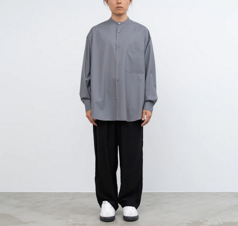 Graphpaper - Fine Wool Tropical L/S Oversized Band Collar Shirt ...