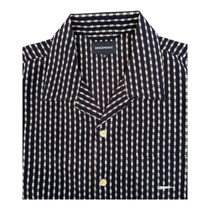 PIER OPEN COLLAR TEXTILE SS SHIRT / NAVY