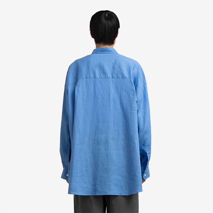 Linen L/S Oversized Regular Collar Shirt / Blue