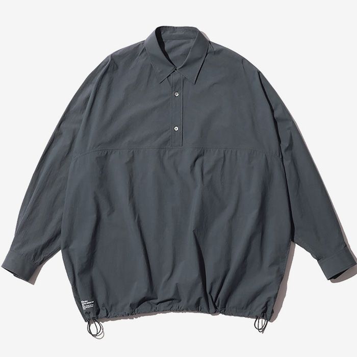 CRISP COTTON ANORAK L/S SHIRT / GRAY