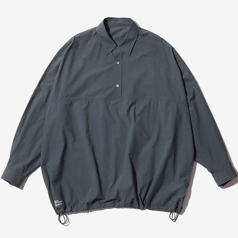 CRISP COTTON ANORAK L/S SHIRT / GRAY