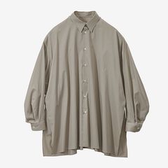 Women / Silicon Poplin Deep Slit Regular Collar Shirt / Grege