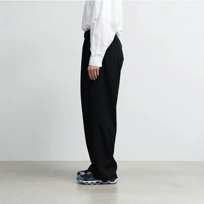 Graphpaper - Scale Off Wool Wide Chef Pants / BLACK | Stripe