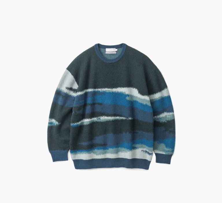 Jacquard Crew Neck Knit / DEEP FOREST - 1