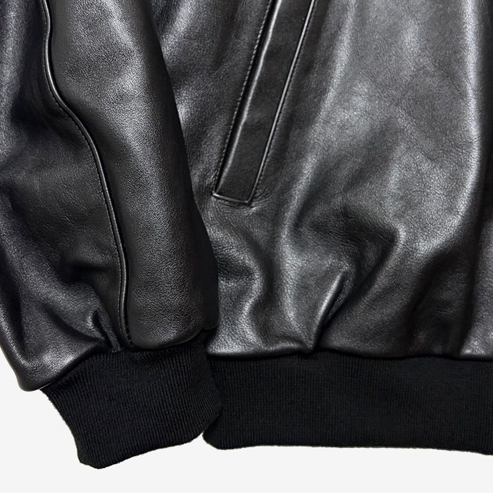 Cow Leather Raglan Blouson / Black