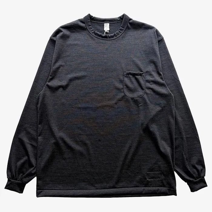 Merino Wool Pocket L/S Tee / Charcoal