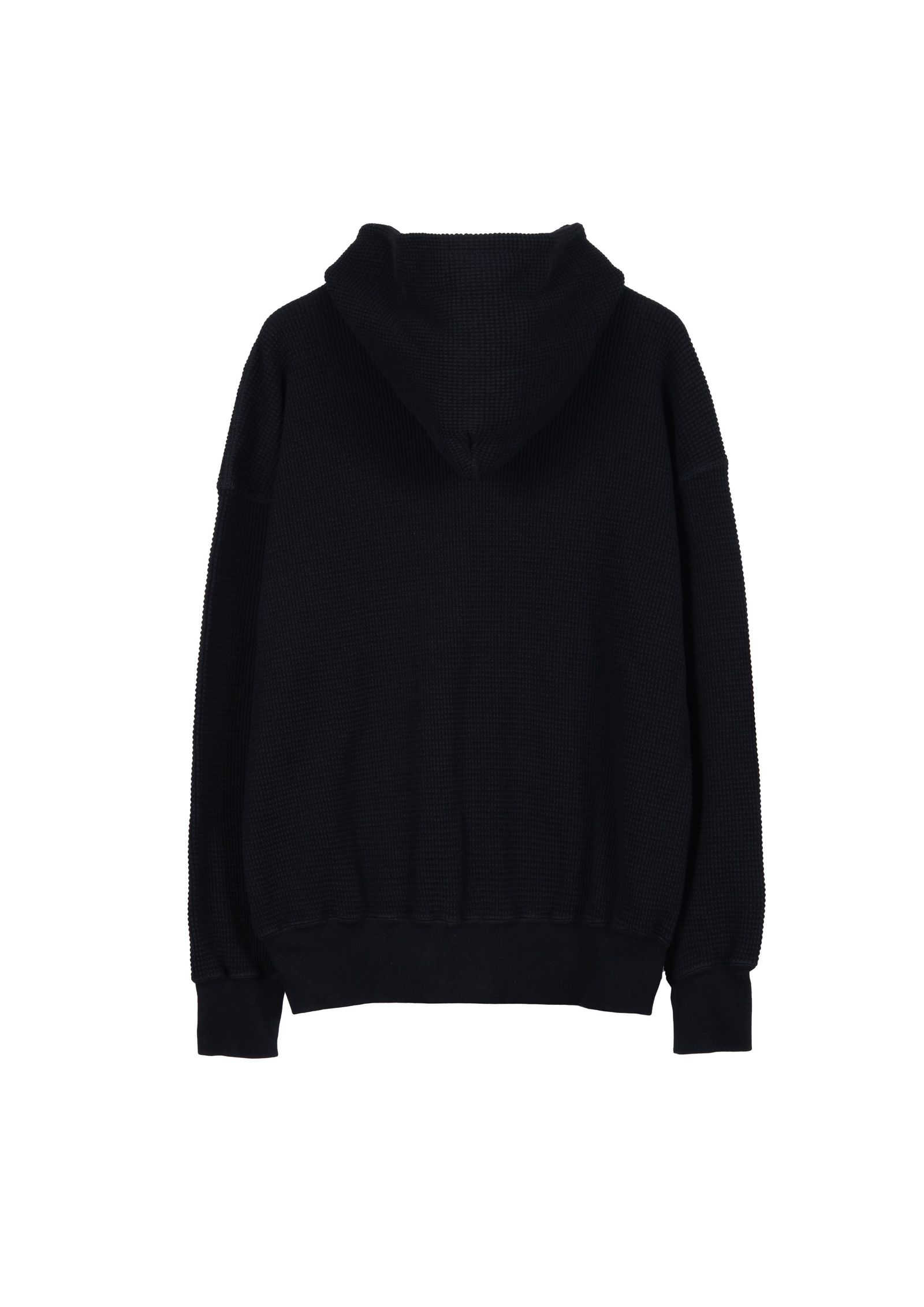 WAFFLE SWEAT HOODED ZIP / BLACK