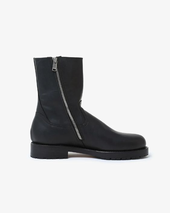 WORKER ZIP UP BOOTS COW LEATHER / BLACK