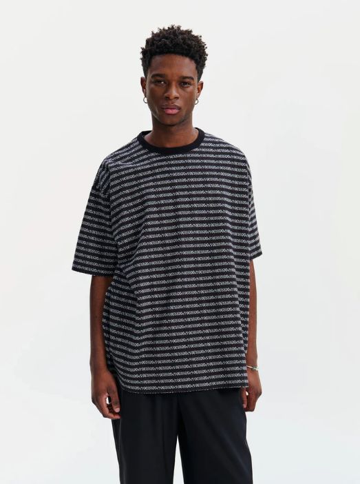 Supima Jacquard Border S/S Tee / BLACK /  ジャガードボーダーティーシャツ