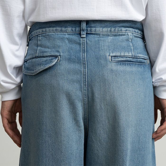 Unisex / Selvage Denim Two Tuck Pants -LIGHT FADE- / INDIGO LIGHT FADE