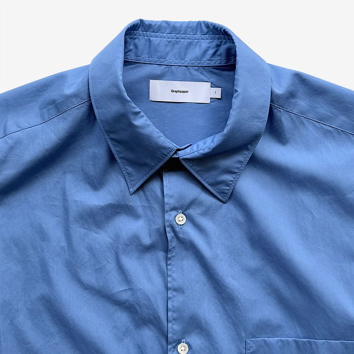Broad S/S Oversized Regular Collar Shirt / Blue