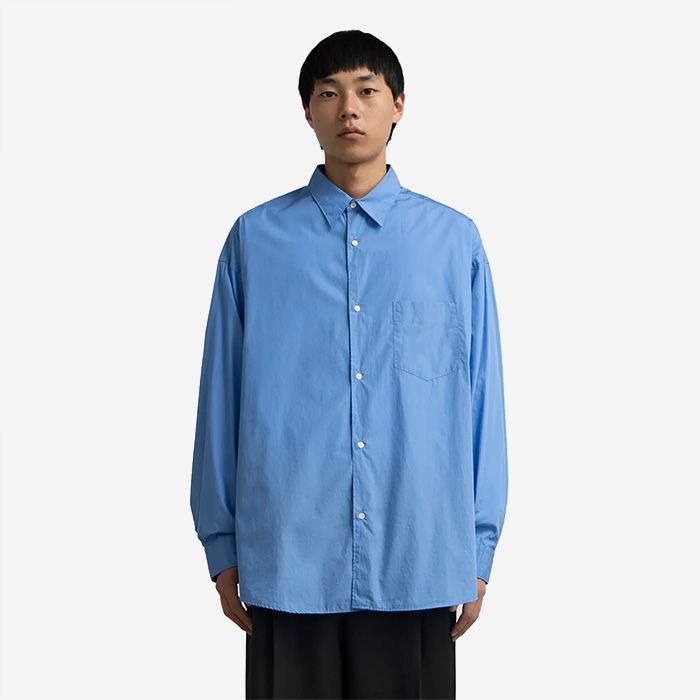 Broad L/S Oversized Regular Collar Shirt / Blue