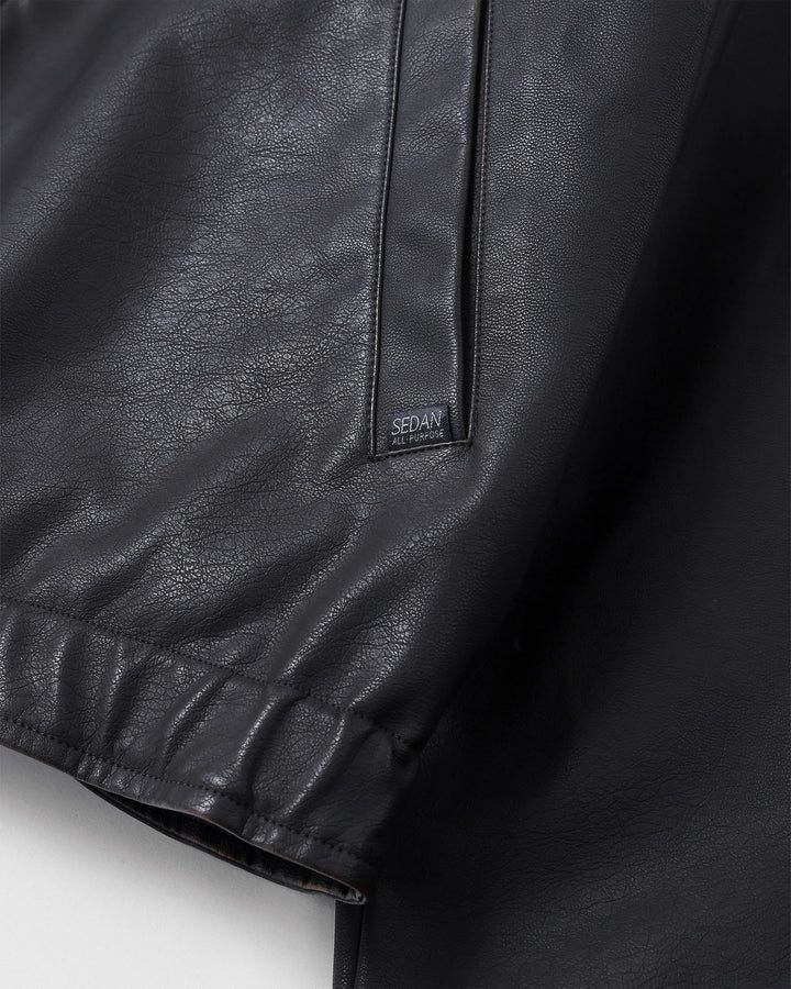 SYNTHETIC LEATHER JACKET / VINTAGE BLACK