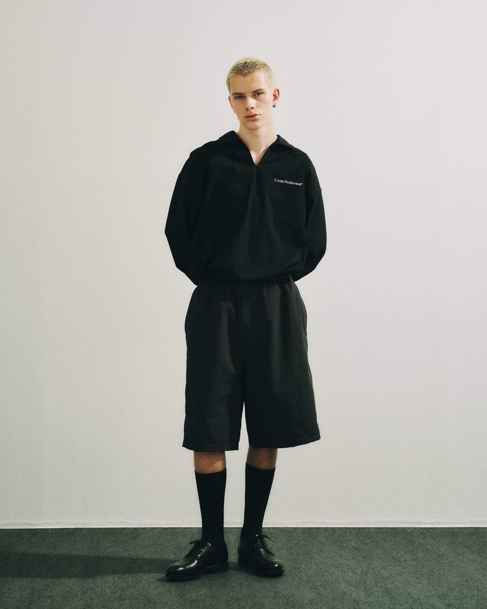 Cotton Gabardine L/S Skipper Shirt / BLACK /  スキッパー シャツ
