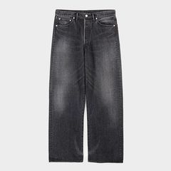 Selvage Denim Five Pocket Wide Straight Pants -DARK FADE- / BLACK DARK FADE