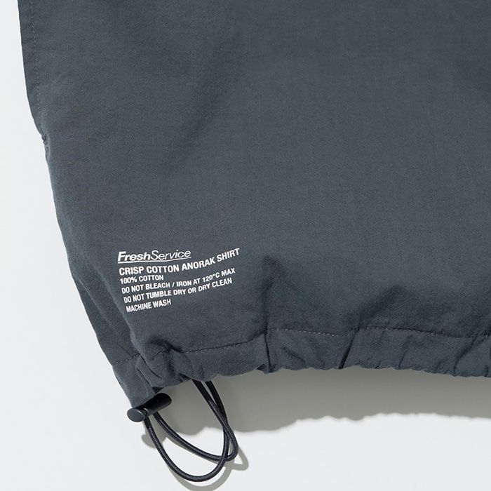 CRISP COTTON ANORAK S/S SHIRT / GRAY