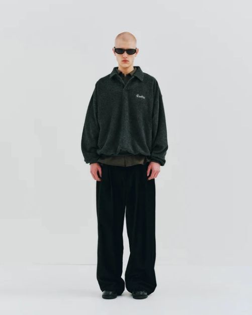 T/C Heavy Pile Polo Pullover / BLACK /  パイル ポロ