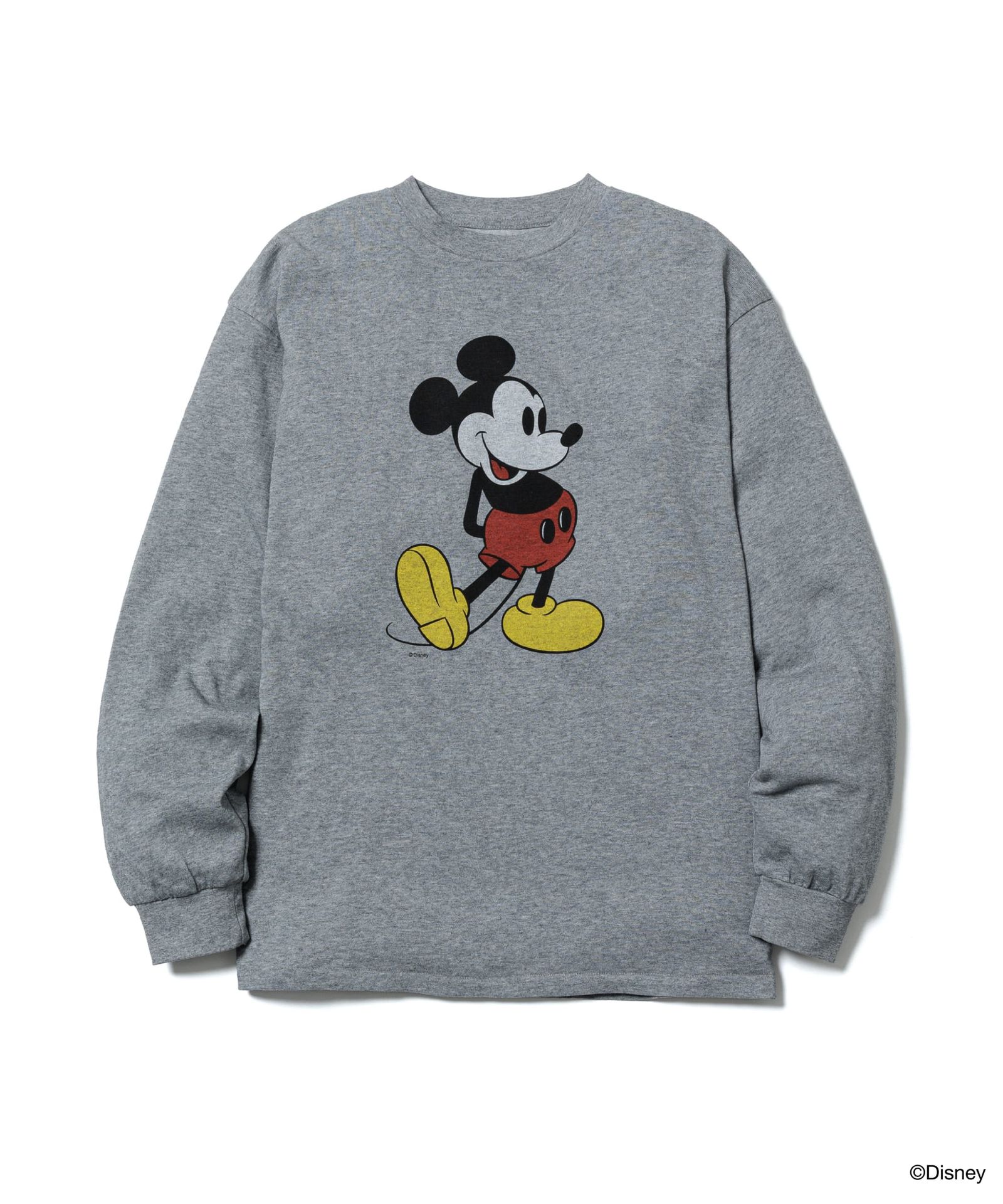 MICKEY L/S T-SHIRT / GRAY / プリント ティーシャツ