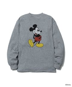 MICKEY L/S T-SHIRT / GRAY / プリント ティーシャツ