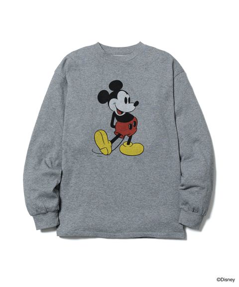 MICKEY L/S T-SHIRT / GRAY / プリント ティーシャツ