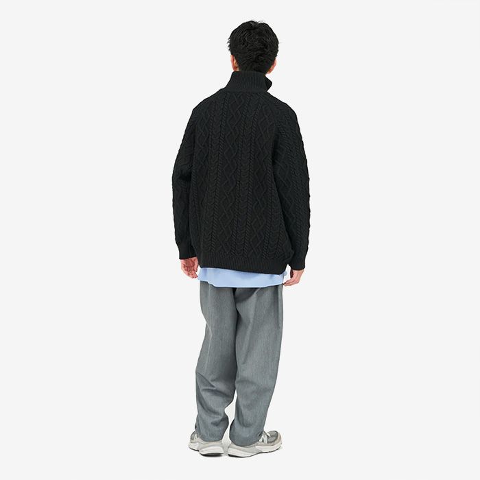 SHETLAND WOOL x SOLOTEX® TECH FISHERMAN ZIP-UP / BLACK