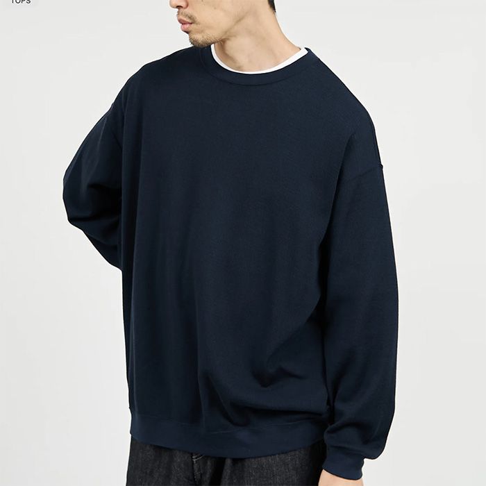 Wool Honeycomb Crew Neck Thermal  / NAVY