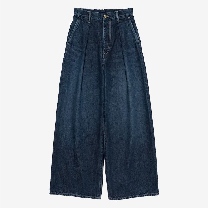 Women / Selvage Denim Two Tuck Wide Pants -DARK FADE- / INDIGO DARK FADE