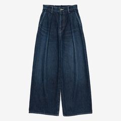 Women / Selvage Denim Two Tuck Wide Pants -DARK FADE- / INDIGO DARK FADE