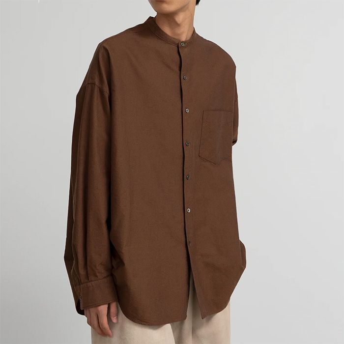 トップス Graphpaper Oxford Oversized Band Collar Graphpaper - Oxford L/S Oversized Band Collar Shirt / BROWN
