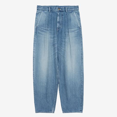 Unisex / Selvage Denim Two Tuck Tapered Pants -LIGHT FADE- / INDIGO LIGHT FADE